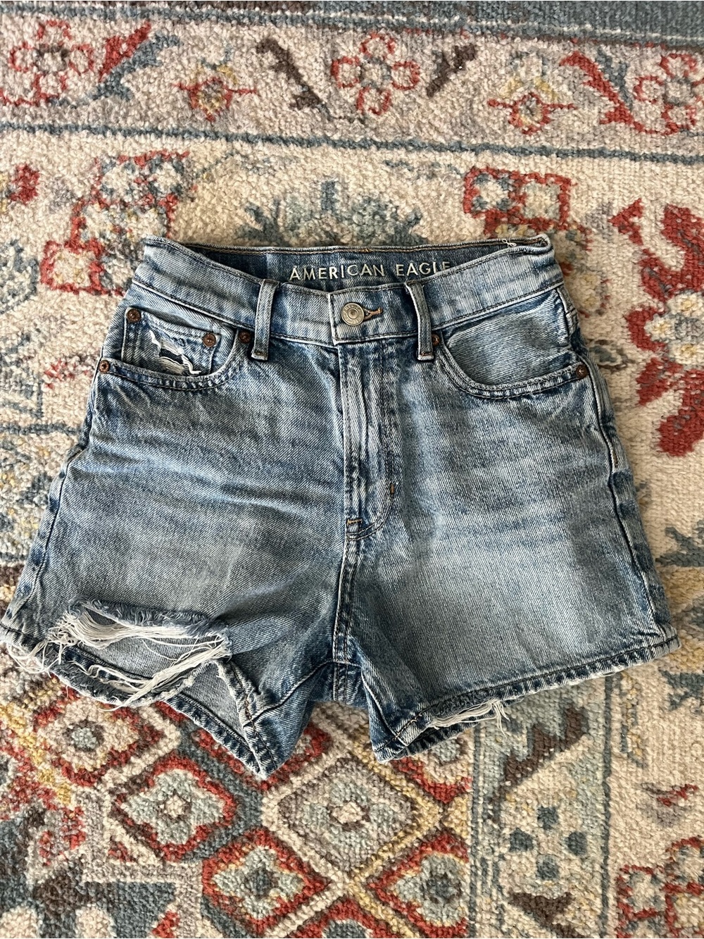 American Eagle Outfitters Light Blue Distressed Denim Cutoff Shorts
